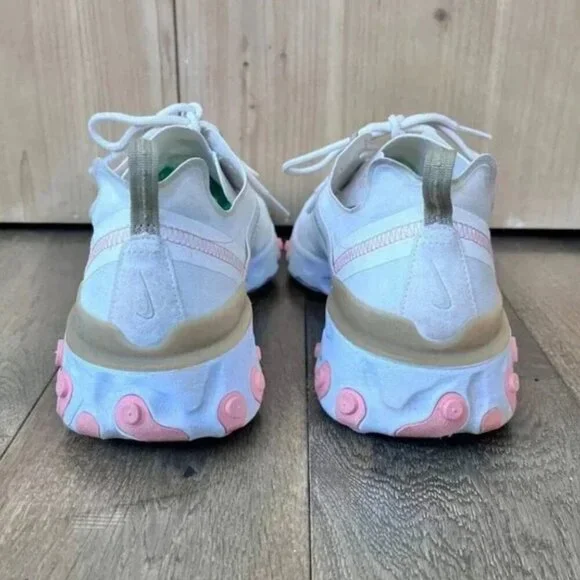 Nike React Element Running Shoes Size 10 Ivory Pink Athletic Track Sneakers - Picture 6 of 7